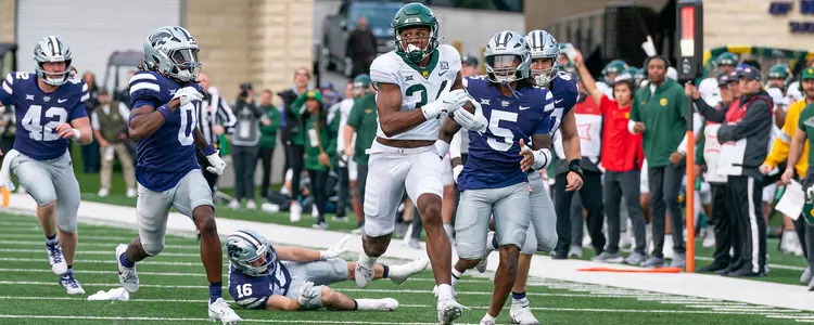Josh Cameron returning a punt at Kansas State in 2023