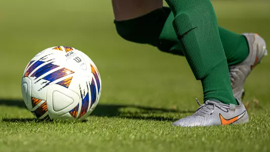 kicking the soccer ball