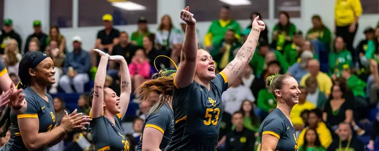 Bailey Baughn celebrates against Oregon