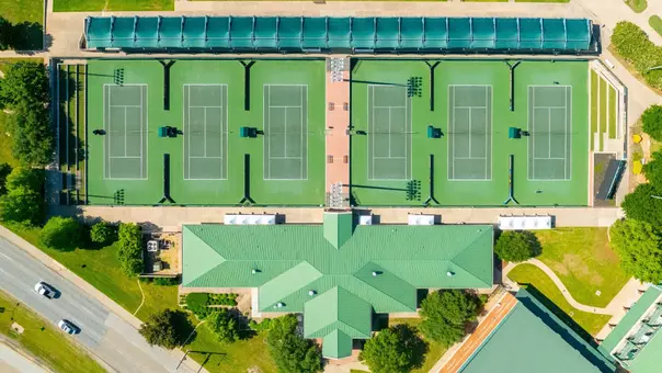Drone photo of Hurd Tennis Center courts