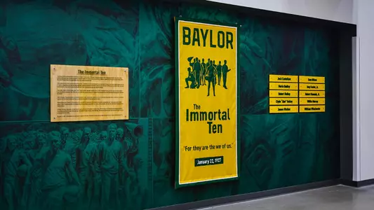 Immortal Ten memorial wall at Foster Pavilion in 2026