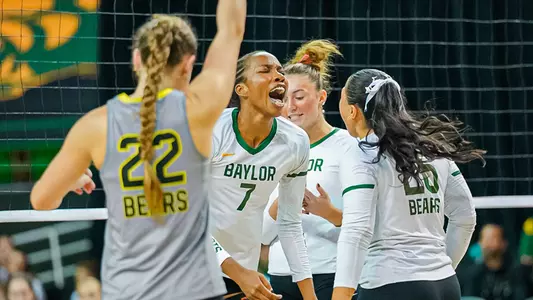Victoria Davis Celebrates a point against Colorado in 2026
