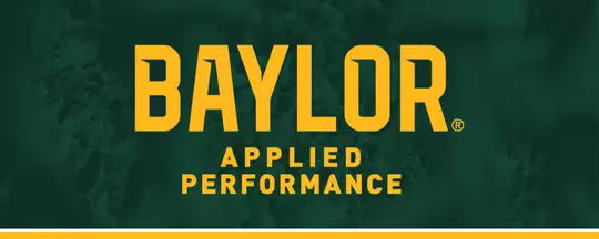 Web header with the Baylor Applied Performance word logo on a green background