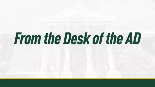 Graphic with text saying From the Desk of the AD