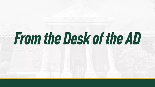 Graphic with text saying From the Desk of the AD