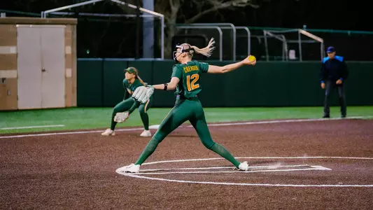 Cambree Creager Throws a Pitch against Sam Houston