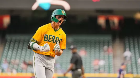 Hunter Snow celebrating after hitting a go-ahead home run against Ole Miss