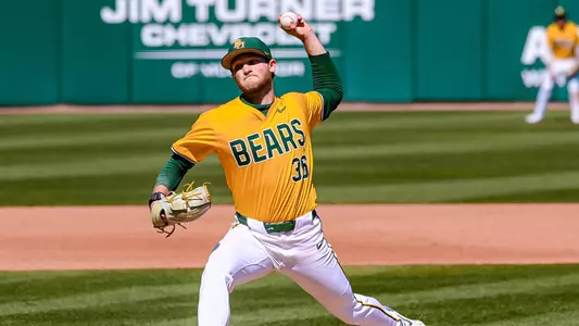 Ethan Calder pitching against WVU in 2026