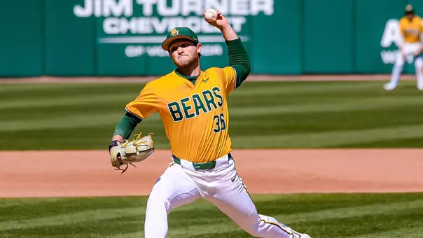 Ethan Calder pitching against WVU in 2026