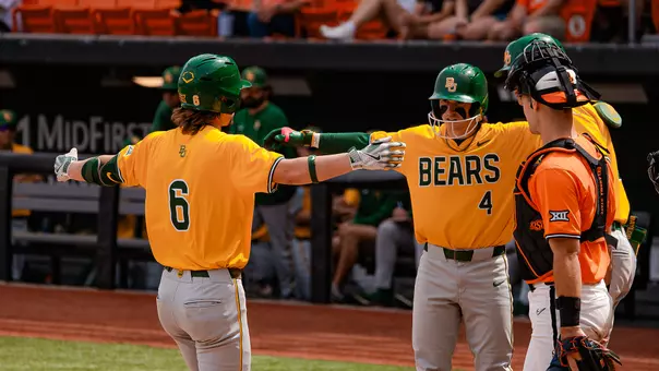 Travis Sanders and teammates celebrate after he hit a home run at OSU 2026