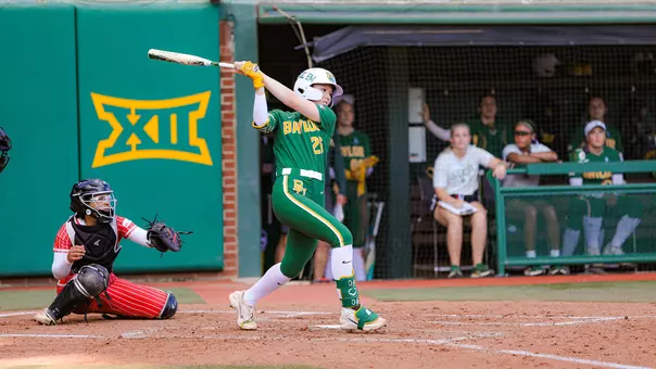Faith Piper gets a hit against Lamar