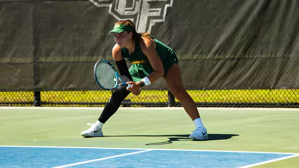 Zuza Kubacha prepares for serve vs TCU in Big 12 Quarterfinal