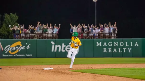 Pearson Riebock rounds second base after hitting a home run against TCU 2026