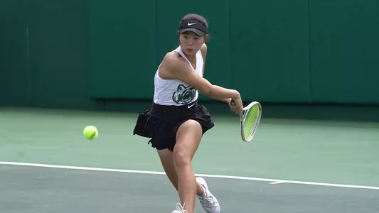 MJ in singles versus BYU at Hurd Tennis Center