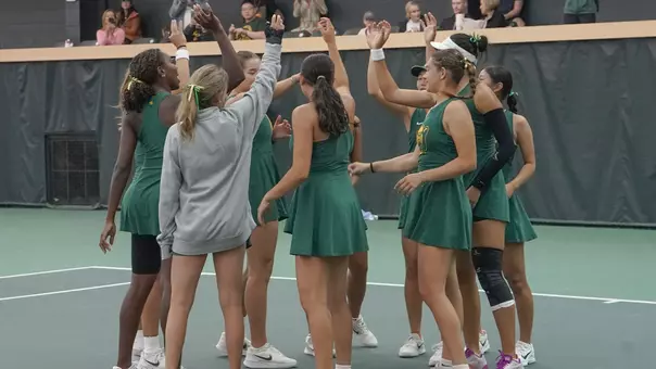 Team Sic 'Em ahead of the Utah match in the Hawkins Indoor Tennis Center