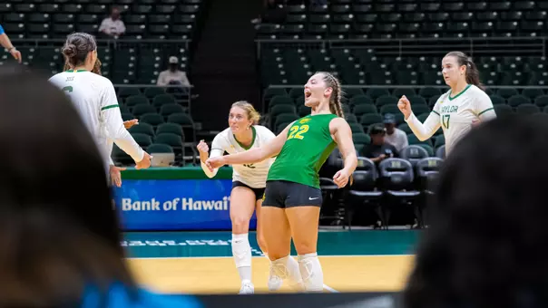 Morgan Madison celebrates point vs. Georgia Southern