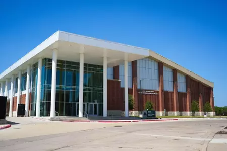 Exterior photos of the Fudge Football Development Center in 2026 from the parking lot