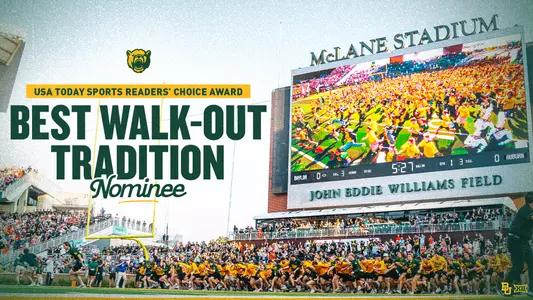 Baylor Line "Best walk-out tradition" by USA Today Readers' Choice Award nominee with a photo of the Baylor Line