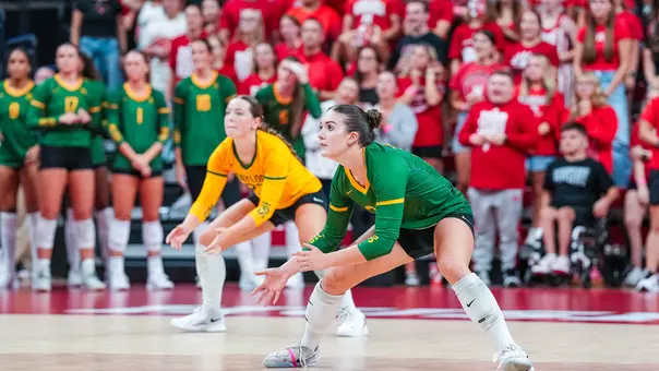 Jules Hernandez waits for a serve against Nebraska in 2026