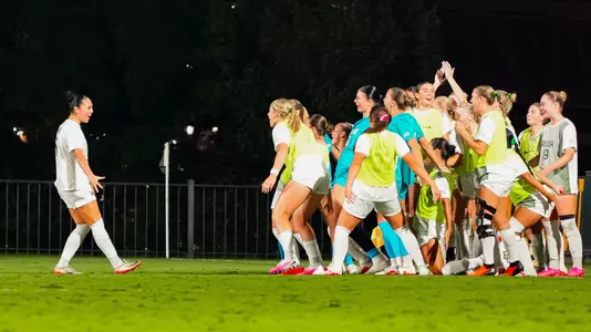 Noelle Sather goal celebration against Oklahoma State