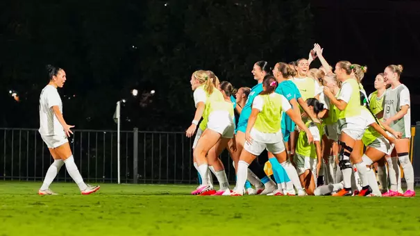 Noelle Sather goal celebration against Oklahoma State