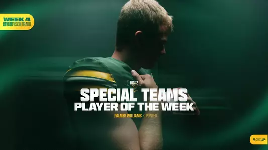 Palmer Williams Big 12 Special Teams Player of the Week 2026 graphic header