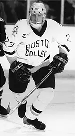 Kevin Caulfield and the<BR>Eagle hockey team will<BR>meet cross-town rival<BR>Northeastern Friday.