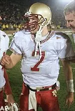 Tim Hasselbeck celebrates as he walks off the field following Boston College's 31-29 victory over Notre Dame.