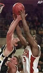 Kenny Harley goes up for<BR>a rebound against Notre<BR>Dame Wednesday night.
