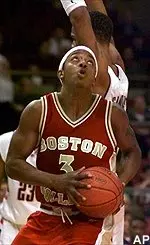 Michael Cotton drives around a Connecticut defender during the 70-55 Eagle opening round loss to Connecticut in the Big East Tournament Wednesday.
