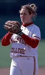 Senior Lauren Fischetti homered and pitched seven shutout innings as the Eagles swept Brown.