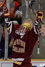 Jeff Farkas celebrates Thursday's NCAA semifinal win over St. Lawrence. The Eagles take on North Dakota in the championship game Saturday at 7:30 p.m. EST.