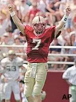 Quarterback Tim Hasselbeck threw for 140 yards and two touchdowns in BC's final preseason scrimmage of 2000.