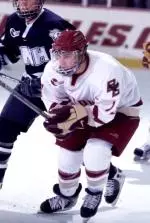 Tony Voce netted his second hat trick of the season to lead the Eagles over Merrimack, 6-4.