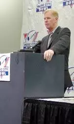 Boston College head football coach Tom O'Brien addresses the media Thursday morning in Nashville prior to his team's Music City Bowl meeting with Georgia.