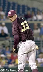 Olson bested a previous high of six strikeouts with eight vs. Holy Cross.