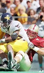 Todd McKniff makes the tackle during BC's win over West Virginia.