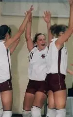Lauren Schwer celebrates win over UConn on senior night.