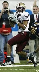 Wide receiver Joel Hazard hauls in a 40-yard touchdown reception in the second quarter of the Motor City Bowl.