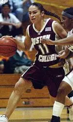 Brianne Stepherson drives downcourt during action Tuesday night against Miami.