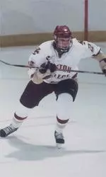 Justin Dziama and the Eagles prepare to host Maine in a HOCKEY EAST match-up on Friday.