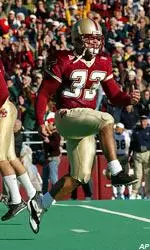 Sandro Sciortino (33) celebrates his game-winning field goal late in the fourth quarter against Notre Dame.