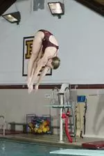 Jennifer Rhines sweeps both diving events.