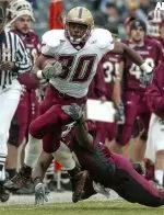 Running back L.V. Whitworth runs around Temple linebacker Tian
