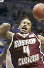 Boston College's Jermaine Watson is fouled as he goes up for a shot in the first half.