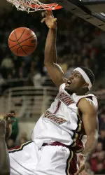 Craig Smith reacts as he scores against Georgetown in the first half.