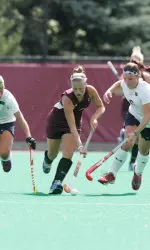 Crystal Frates scored the game-tying and game-winning goals in the second half of her team's 3-2 win over New Hampshire Sunday.