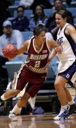 Brooke Queenan posted her fourth double-double of the season to lead BC to a 66-49 win over Boston University Sunday.