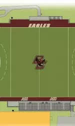 Boston College's new AstroTurf field on the Newton Campus is nearing completion.