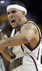 Sean Marshall celebrates after scoring and drawing a foul against Georgia Tech in the first half. (AP Photo/Michael Dwyer)